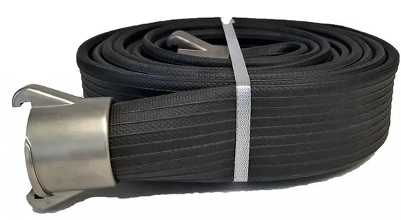 1 1/2" x 10FT BLACK RIBBED RUBBER w/INST COUPLINGS Pony Hose