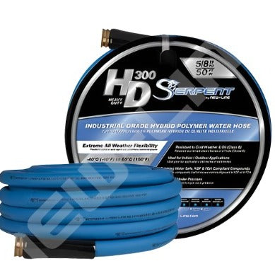 3/4" X 100FT BLUE HD300 SERPENT GARDEN HOSE 300PSI w/MxF GHT