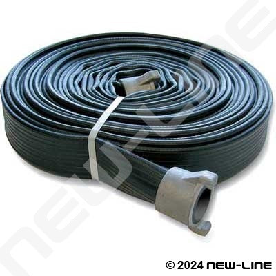 1 1/2" x 100 FT BLK RIB RUBBER Hose w/INST COUPLINGS