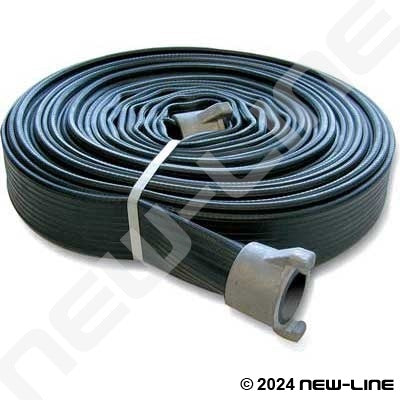 1 1/2" x 100 FT BLK RIB RUBBER w/INST COUPLINGS
