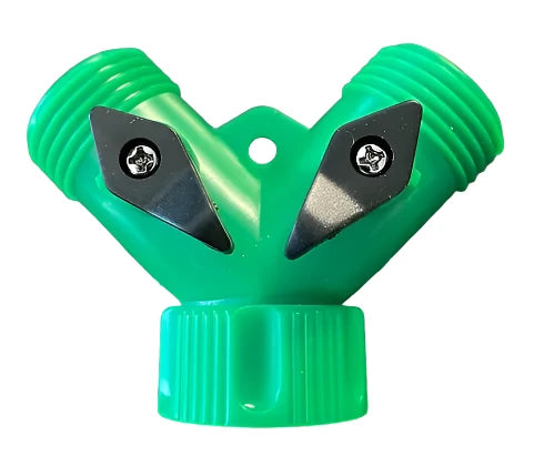 Poly Garden Hose Thread (GHT) Y Valve with Dual Shut-Off - Light Duty - green