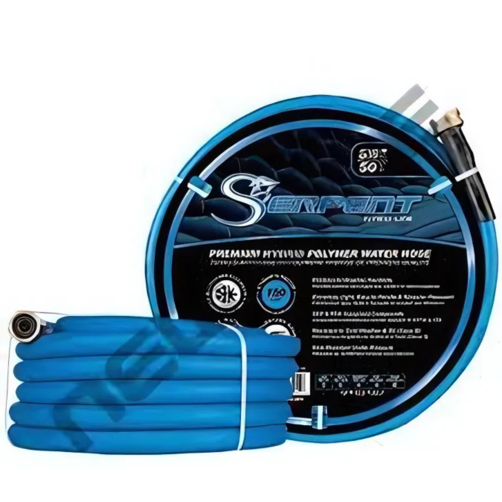 3/4" X 100FT BLUE HD300 SERPENT GARDEN HOSE 300PSI w/Mx F GHT